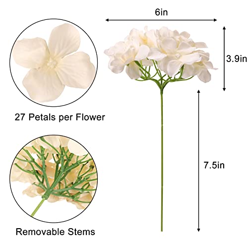 30pcs Artificial Hydrangea Silk Flower Heads with Stems