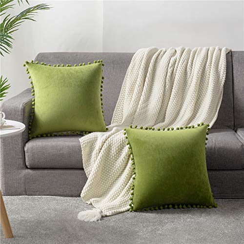 Couch Pillow Cases 16x16 Chartreuse: 2 Pack